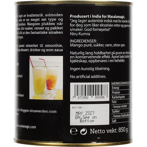 Mango Puré 850g Masalamagic - Bilde 4