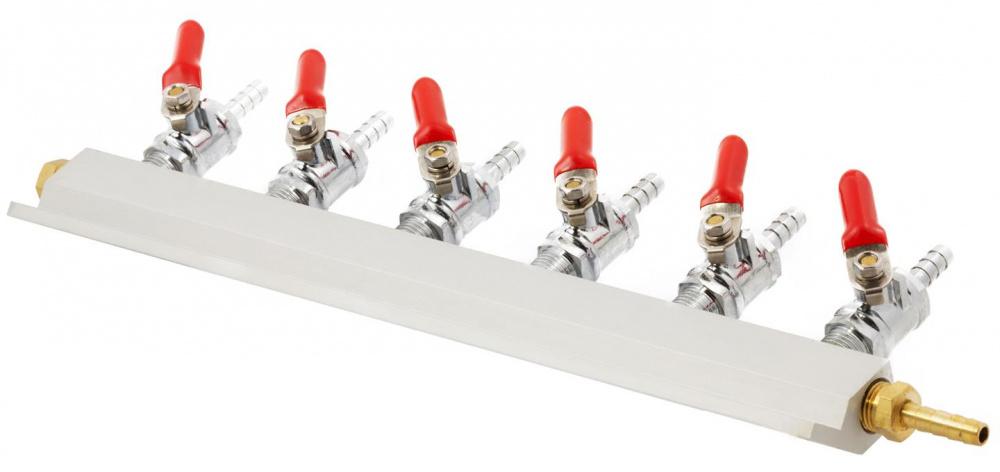CO2 manifold med 6 uttak, 7 mm nippel