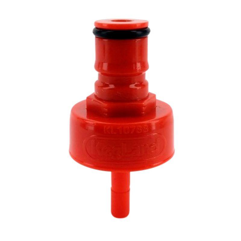 Ball lock ventil med nippel, plast, rød