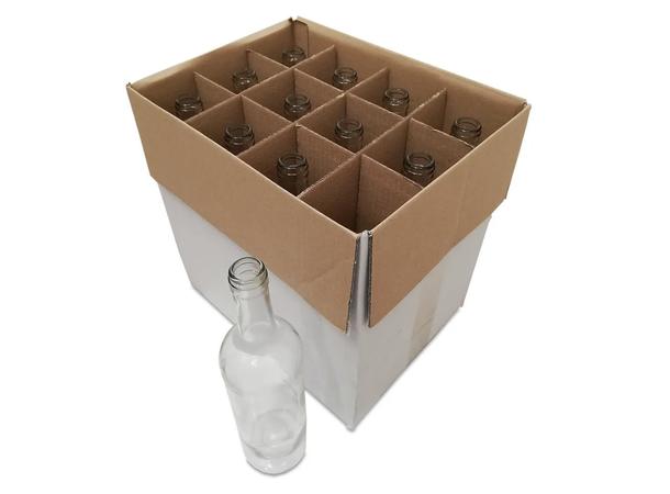 Eske med 12stk 75cl vinflasker, klar