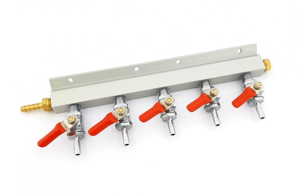 CO2 manifold med 5 uttak, 7 mm nippel
