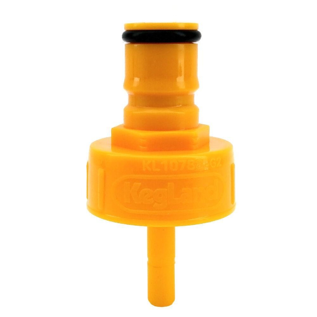 Ball lock ventil med nippel, plast, gul