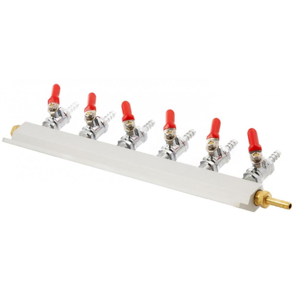 CO2 manifold med 6 uttak, 7 mm nippel